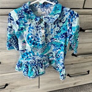 Lily White Blue and Green Kids Dress